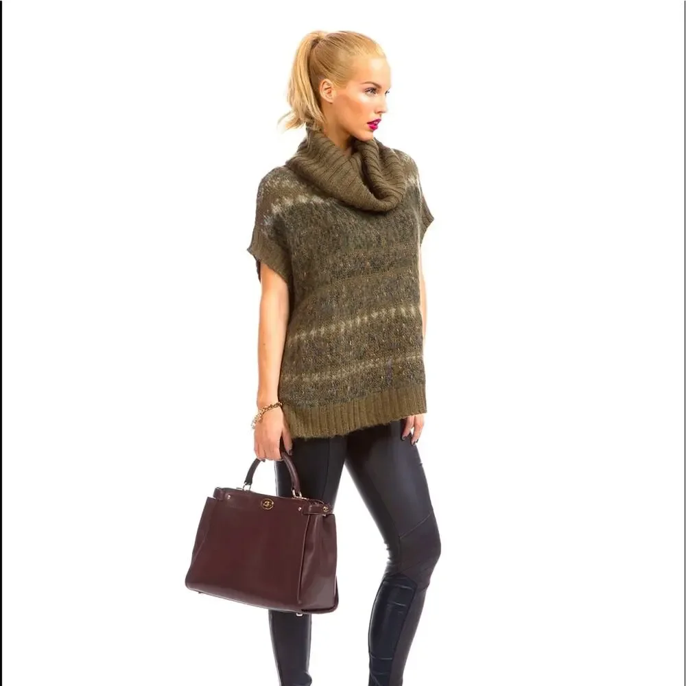 Free People Womens Snow Bunny Wool Blend Slouchy Fair Isle Sweater Top Size XS